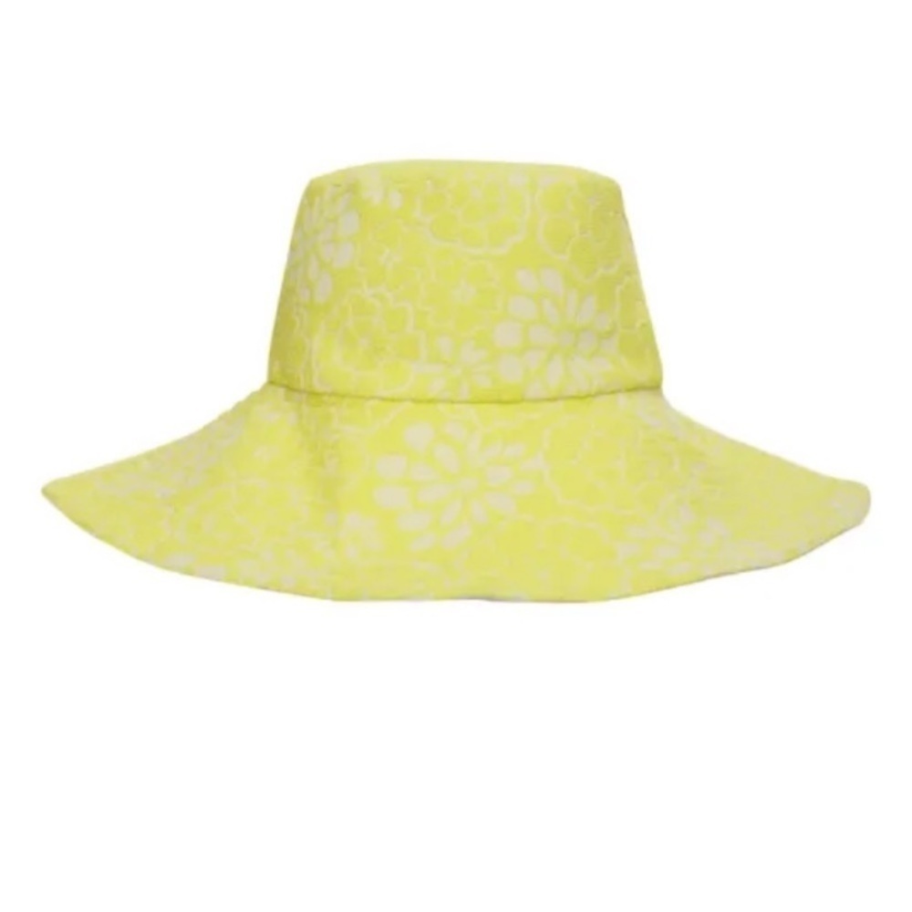 New! For love and Lemons Floral Terry Bucket Hat yellow 3114